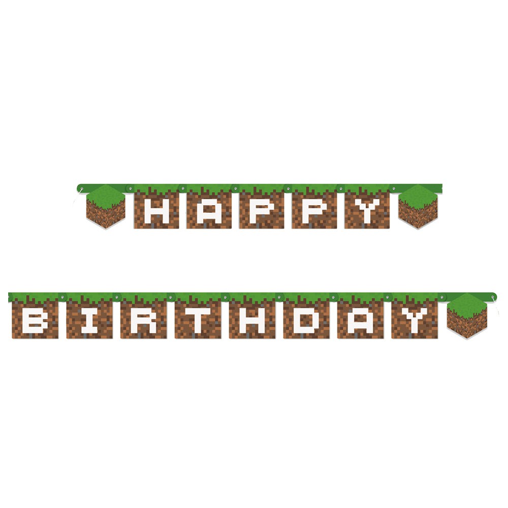 6.5Ft Unique Minecraft Jointed Happy Birthday Banner - 79419